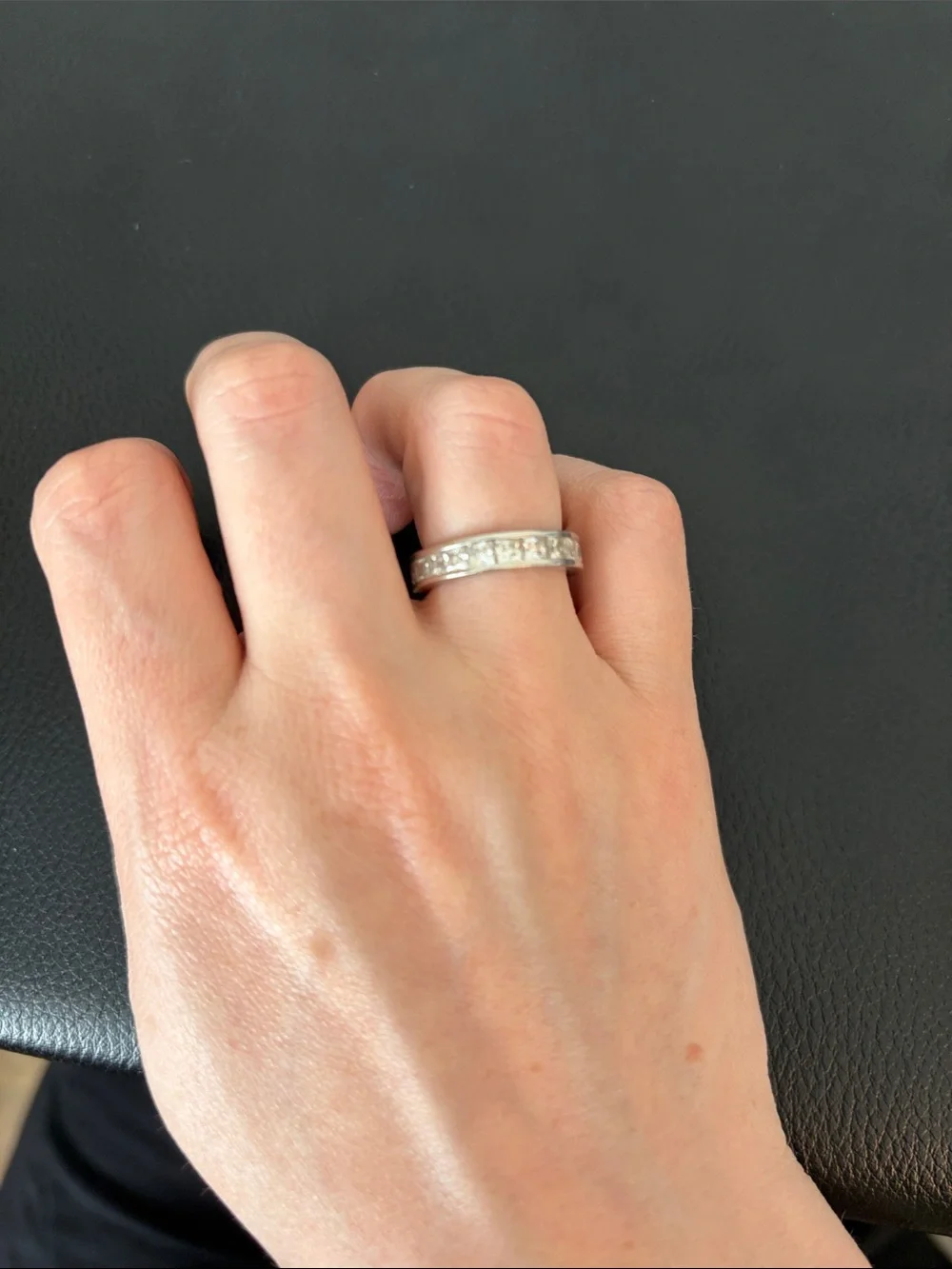 White Gold Diamond Eternity Band - Women's Clear Stone Ring